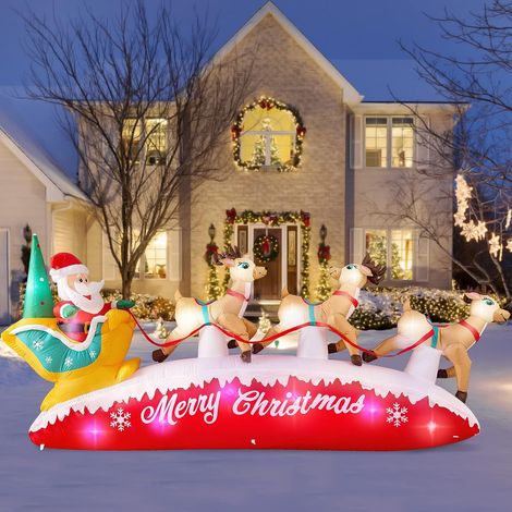 3M Traîneau Gonflable de Noel du Père Noël Rennes Décorations (1/5)