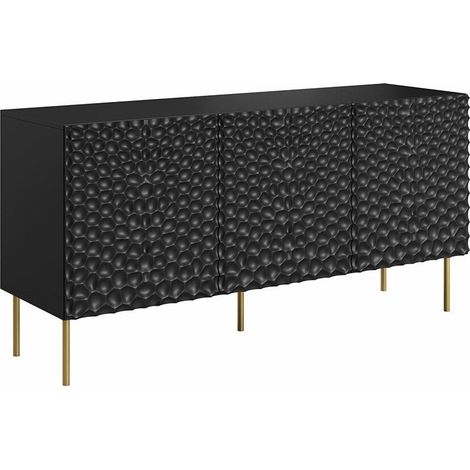 Aparador Charlotte 169, Negro + Dorado, 75x152cm, Número de puertas: 343cm, MDF, Aglomerado laminado