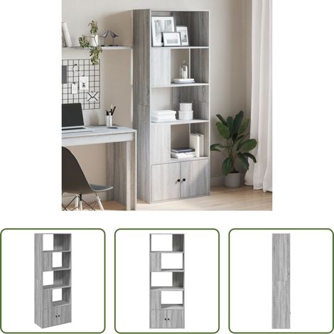 Bücherregal Grau Sonoma -  Bücherregal Grau Sonoma 70x36x189 cm Holzwerkstoff (1/5)