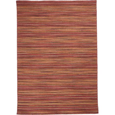 Tapis Chambre en laine 60x110 rouge rectangle fait à la main (1/5)