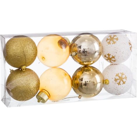 Set de 8 boules de Noël dorées - 8cm (1/3)