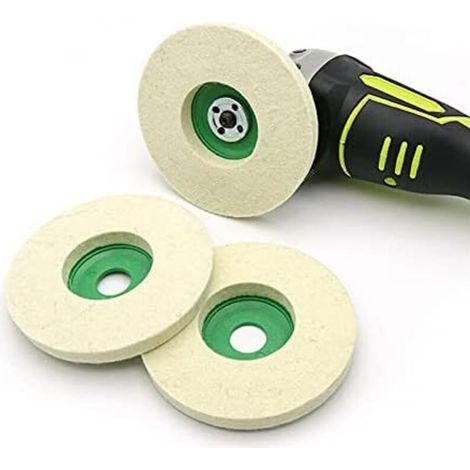 Lot de 3 disques de polissage en feutre de laine 90mm pour meuleuse d'angle(vert) (1/4)