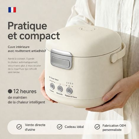 Mini cuiseur à riz électrique 1,2 L 200W blanc cassé cuve titane 1-2 personnes 1,7 kg – Livraison gratuite (1/5)