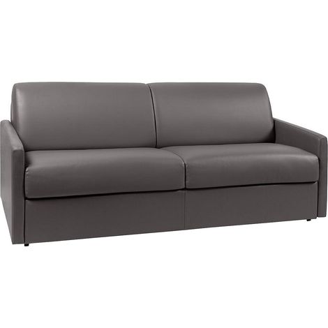 Canapé 4 places convertible express en simili gris avec assise mémoire de forme - Couchage à lattes larges 160 cm - Matelas 14 cm CALIFE (1/3)