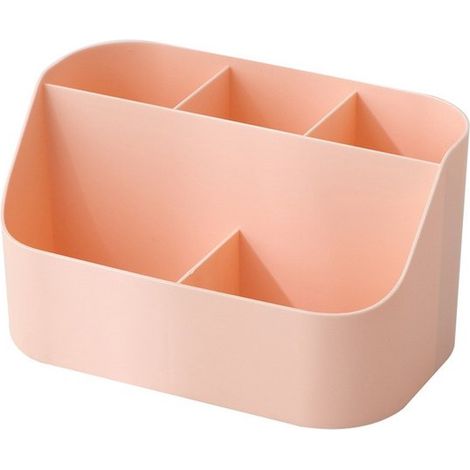 Organizer da scrivania monoblocco, bianco, portapenne multifunzionale con 5 scomparti, organizer rimovibile per cosmetici e articoli per ufficio. (1/5)