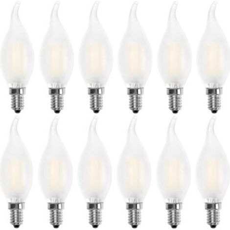 Ampoule LED E14 Flamme,Forme de Bougie,Blanc Chaud 2700K,4W Equivalence Incandescence 40W,400lm, Lot de 12