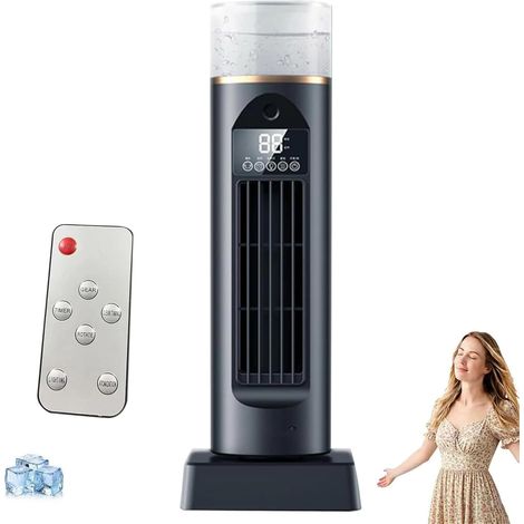 Piazcew Climatiseur Mobile Sans évacuation, Piazcew Climatiseur Mobile Sans Tuyau Portable, Rafraichisseur D'air Silencieux Avec 3 Vitesses De Ventilation Et Mode Tempête Pour Maison, Bureau (Black) (1/5)