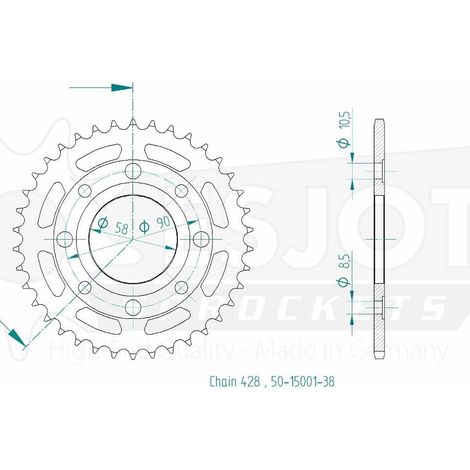 Couronne Acier TT Honda - 428 - 38 Dents -Similaire JTR269