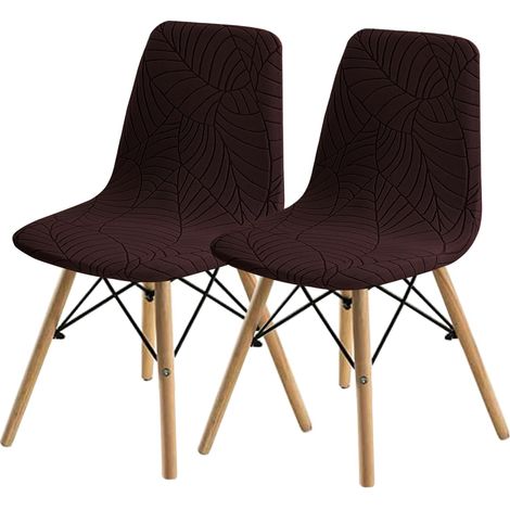 Housse de Chaise Scandinave, Amovible Lavables, Extensible Shell Brun 2 Pieces (1/5)