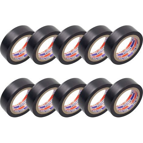 Ruban isolant électrique, 10 pièces, noir, pour le cerclage et la fixation de câbles électriques jusqu'aux rouleaux, isolation thermique en PVC pour la réparation de voitures, vélos, bricolage, (1/5)