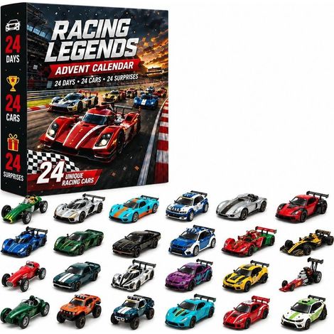 Calendrier de l'Avent Voiture de course, Ornement Supercar F1 en acrylique, Boîte surprise pour le compte à rebours de Noël pour garçons (1/5)
