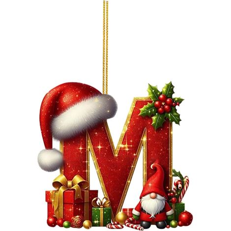 26 adornos de letras para árbol de Navidad, adornos colgantes con letras para decoración navideña (M) (1/5)