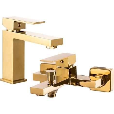 Mitigeur Bain Douche + Mitigeur Lavabo Bas ISTER Or - Granitan (1/4)