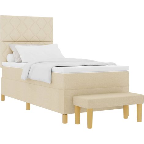 Maison Exclusive - Lit à ressorts avec coussin Crème 200 x 100 cm tissu (1/5)
