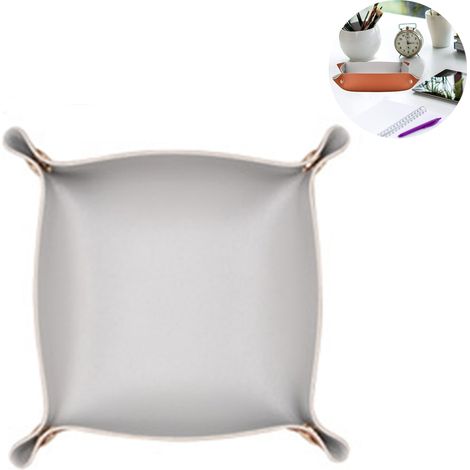Plateau De Rangement En Cuir - 21 X 5,5 Cm - Pour Clés Téléphone Bijoux - Sur Table De Nuit Ou Commode - 1 Pièce (1/5)