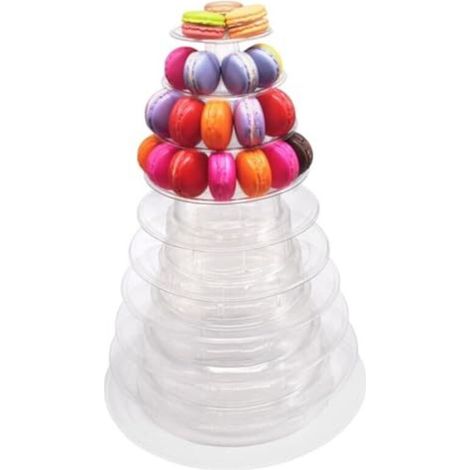 Macaron Tower 10 Tier Round Clear Macaroon Tower Stand Multi-Purpose Cake Dessert Tray for Wedding, Baby Shower and Birthday Party Decor, Macaron Stand (1/5)