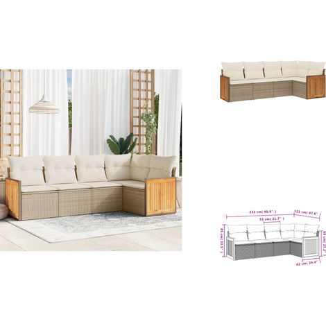 5-tlg. Garten-Sofagarnitur mit Kissen Beige Poly Rattan - Gartensorte - Gartenmöbelset - Lounge Möbel - Outdoor Furniture - Rattan Gartenmöbel (1/3)