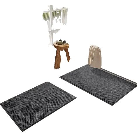 Tappetino da bagno, morbidissimo, ad asciugatura rapida, grigio scuro, 60x120-a (1/2)