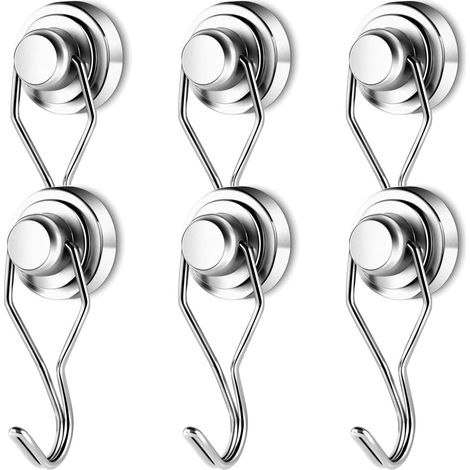 Vtizikl Lot de 6 crochets pivotants, crochets pivotants robustes, 6,3 cm de long, suspension intérieure (argent, lot de 6) (1/5)