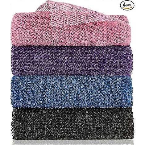 Lot de 4 éponges de bain exfoliantes africaines en maille. (1/5)
