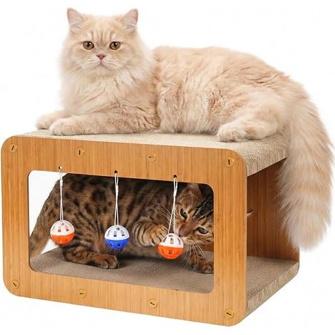 Cat Scratching Box and Scratching Pad for Indoor Cats, Double Layer Scratching Box and Ripple Board for Kitten - Straight (1/5)