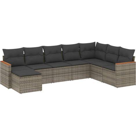 Maison Exclusive - 8-tlg. Garten-Sofagarnitur mit Kissen Grau Pol
