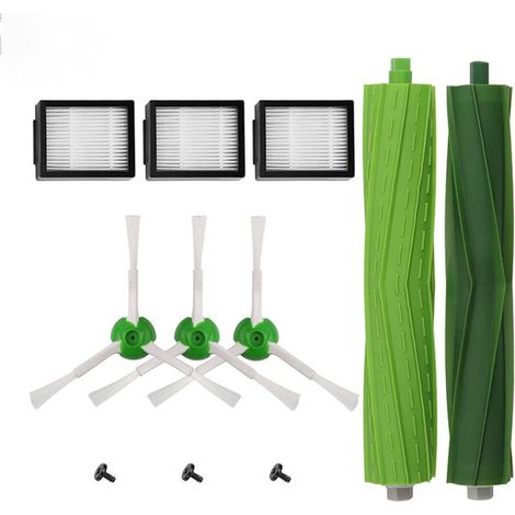 Filtres et Brosses Aspirateur Kit Pièces accessoires compatible serie Roomba i3/i3+/i4/i7/i7+/E5/E6/E7- Pack de brosses latérales, Rouleaux et filtres Hepa (1/5)