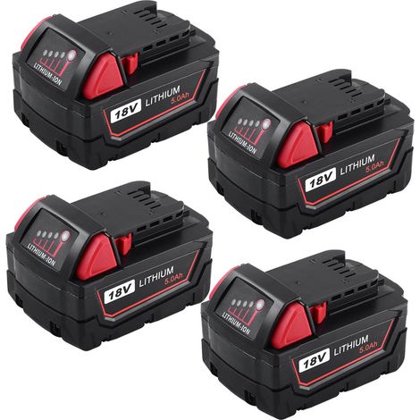 4X 5.0 Ah battery for Milwaukee Battery M18  18V 48-11-1840 48-11-1850 48-11-1815 48-11-1822 48-11-1820 48-11-1852 48-11-1828 (1/5)