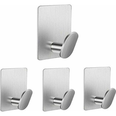 Crochet Adhesif Mural Auto Adhésifs Accroche Torchon Cuisine Acier Inoxydable Sans Perçage Patere Salle de Bain Muraux en Métal pour Suspendre Manteaux Peignoirs Serviettes Chapeaux Argent (1/5)