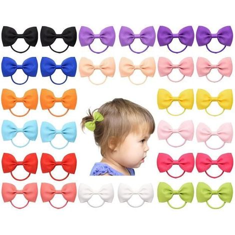 30 Pièces Noeud Papillon Accessoires de Cheveux pour Filles,Bébé filles cheveux arcs élastiques à cheveux,élastiques à cheveux avec (1/4)