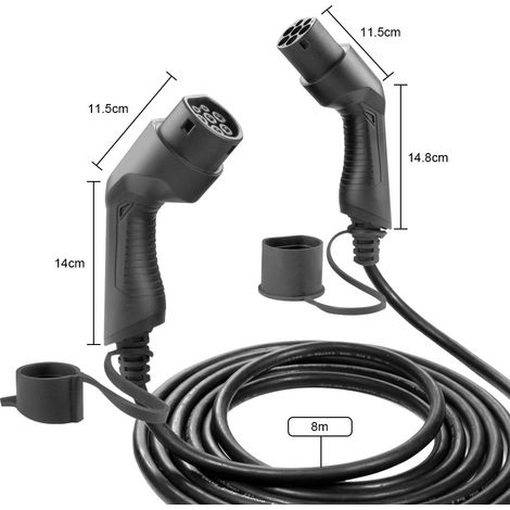 CÂBLE DE RECHARGE POUR VOITURES ÉLECTRIQUES 32 DE TYPE 2 À TYPE 2 (TRIPHASÉ)  JBM54058