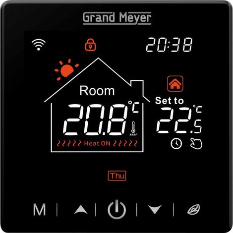 Termostato programable Wi-Fi SN-20, 16A, 230 V, Negro