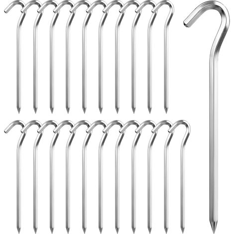 22 Pièces Sardines de Fixation en Aluminium Piquets et Crochets pour Le Jardin, Camping et Voyage (1/5)