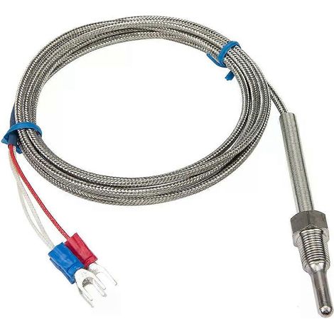 FTARP09 PT100, câble tressé métallique de 2 m, sonde de 30 mm, capteur de température RTD, filetage 1/8, 1/4, 3/8, 1/2 et 3/4 pouce, M6, M8, M10 et M12 (1/4)