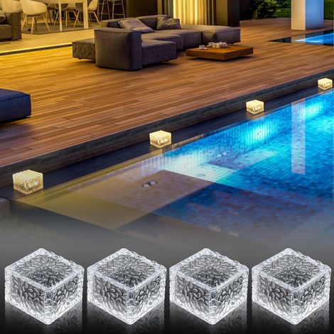 Lampe solaire d'extérieur, lot de 4 lampes solaires étanches sur pied, 8 modes d'éclairage LED, lampe solaire pour jardin, terrasse et pelouse (blanc chaud) (1/5)