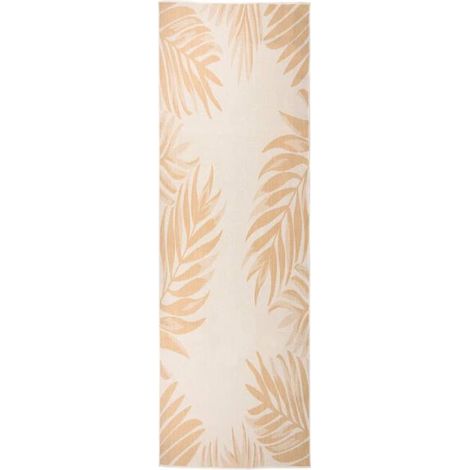 Tapis d'extérieur tissé uni, 80 x 250 cm, motif feuilles (1/5)