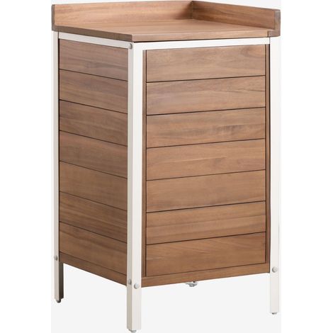 Módulo de almacenaje esquinero para cocina modular de exterior en madera de acacia y aluminio Reggie SKLUM        (1/5)