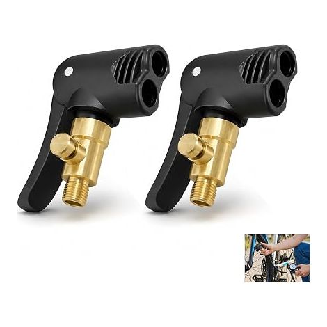 Adaptateur de Valve de Pneu de Voiture, Embout de Gonflage Laiton avec Clip de Verrouillage, Têtes de Pompe Filetées pour Voiture, Moto, Vélo, Camion, Bus, Compresseur et Tuyau d’Air (1/5)