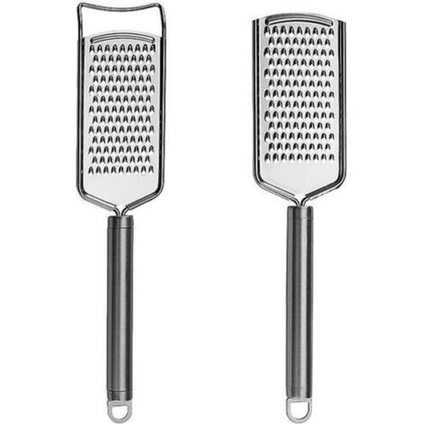 Cheese grater, grater, stainless steel grater for ginger, garlic, nutmeg, chocolate, vegetables, lemon, dishwasher safe, set of 2 (1/5)