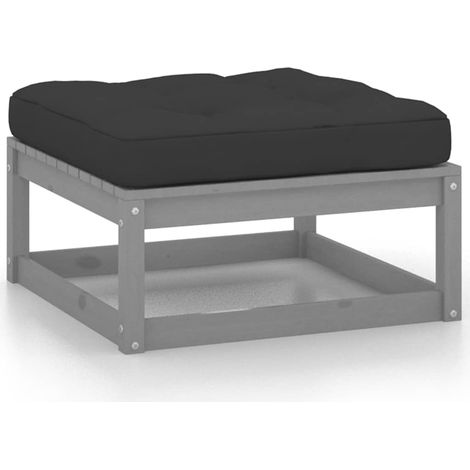 Maison Exclusive - Garten-Fußhocker mit Kissen 2 Stk. Grau Massiv