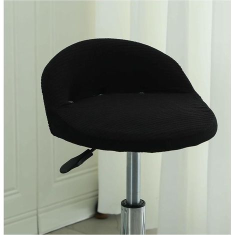 Housse de Tabouret Ronde Pivotant de Bar avec Petit Dossier Lune Modernes Irrégulière Couvre Tabouret Haute Bar Cuisine Scandinave Couverture Housse Chaise Salle Manger,Noir (1/5)