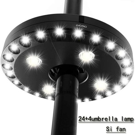 Lampe LED pour Parasol - Noir - 100 Lumens - Fixation Crochet Universelle Ø2,5-4,5cm - Éclairage Extérieur Camping Terrasse (1/5)