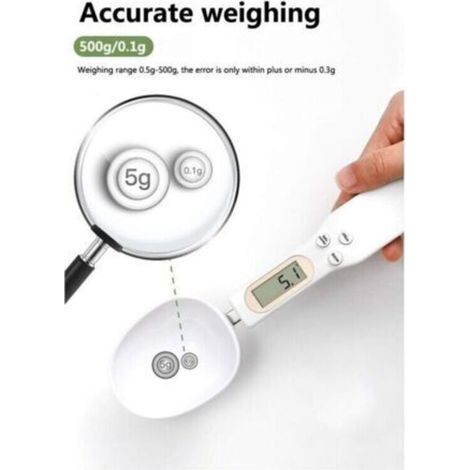pair Cuillère doseuse, cuillère à mesurer, balance électronique portable, balance de cuisine, écran LCD, mini balance numérique, 500 g/0,1 g, outil de cuisine essentiel (blanc) (1/3)