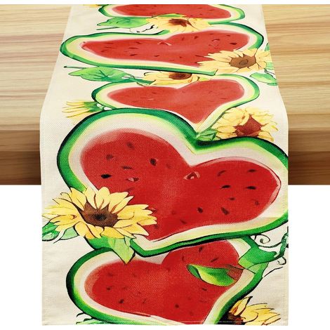 CCYKXAChemin de Table Pastèque, Lavable Chemin de Table Moderne, 33 x 183 cm Chemin de Table Amour Pastèque, Chemin de Table Printemps Été pour Décoration (1/5)