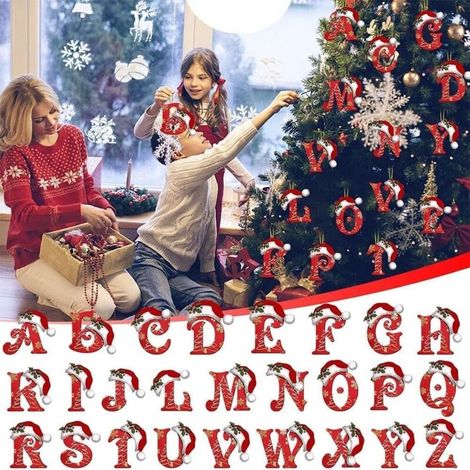 XEPHO Lot de 26 lettres de l'alphabet - Ornements personnalisés pour sapin de Noël - Ornements de Noël en acrylique double face pour sapin de Noël (1/5)