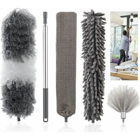5-in-1-Teleskop-Staubwedel mit waschbarem und faltbarem Mikrofaser-Wolfskopf, ausgestattet mit einem Edelstahlgriff. Ideal zum Entfernen von Staub von Spinnweben, Deckenventilatoren (1/4)