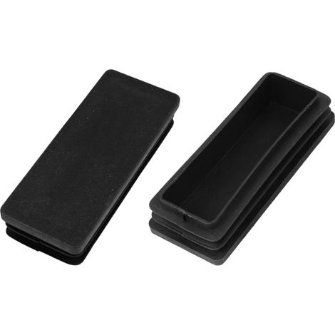 Embouts Rectangulaires (100 x 40mm) 2 Pièces, Embouts de Tube Rectangulaires en Plastique avec Capuchons d'Obturation Filetés - pour Pieds de Meubles de Table et de Chaise, Noir (1/5)