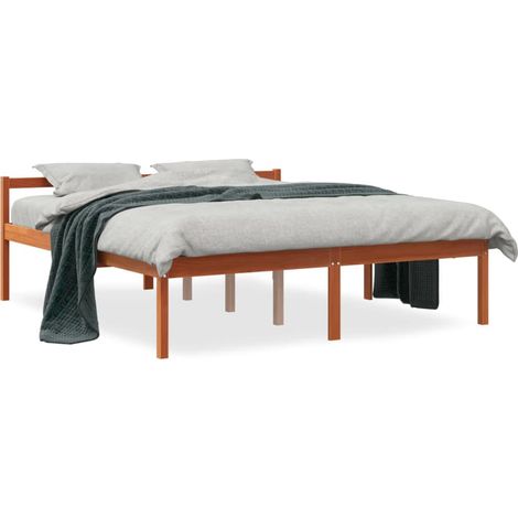 Maison Exclusive - Seniorenbett Wachsbraun 150x200 cm Massivholz
