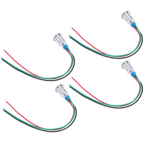 4 jeux de LED rondes précâblées, étanches, 2 couleurs, indicateur lumineux, Anode commune 10mm, 1224V (rouge et vert) (1/5)