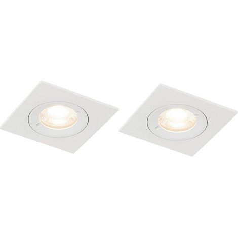 QAZQA Xena Spot encastrable - lot de 2 - 8x8cm - IP44 - Carré - Blanc (1/5)